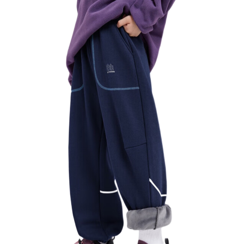 推荐商品：zosee/左西童装 反光条松紧无腰带运动长裤 男中大童 ZKZ253074 藏青/加绒