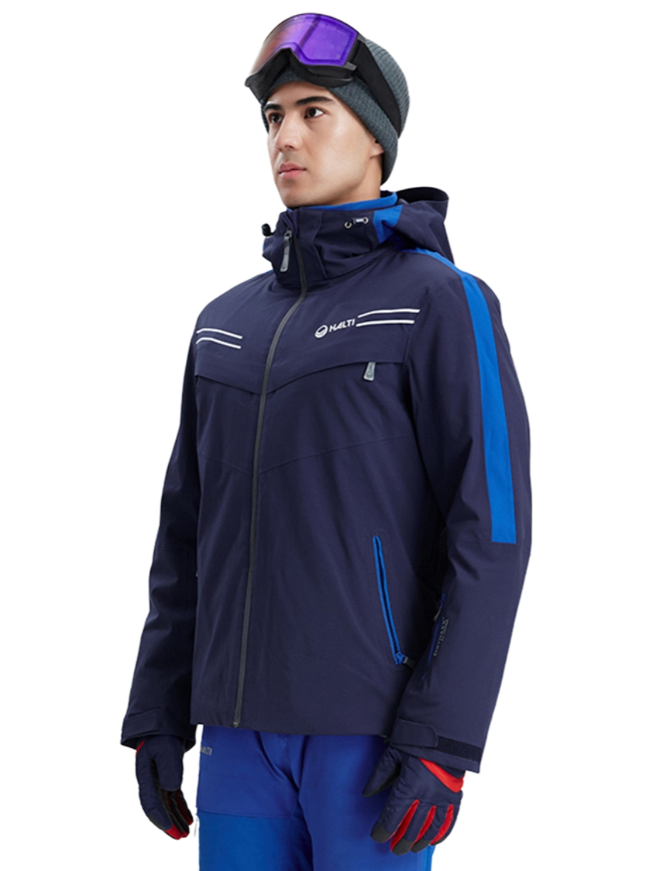 推荐商品：Halti 户外防风防水保暖高弹透气单双板滑雪服 男女同款 H059-2340 藏蓝