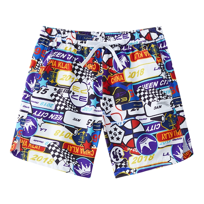 推荐商品：Anta/安踏 泡温泉海滩防尴尬速干透气防沙外穿防走光海边图案满印五分平角泳裤 1823531450 竞速红