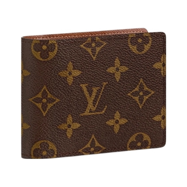 Louis Vuitton Multiple 百搭便携经典老花帆布拼牛皮钱包 棕色 M60895