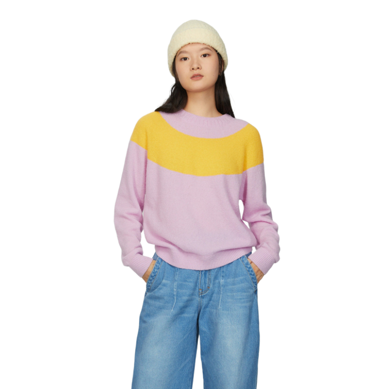 推荐商品：ZUCZUG/素然  圈圈纱长袖套头针织衫 女装 Z233KT07 粉红