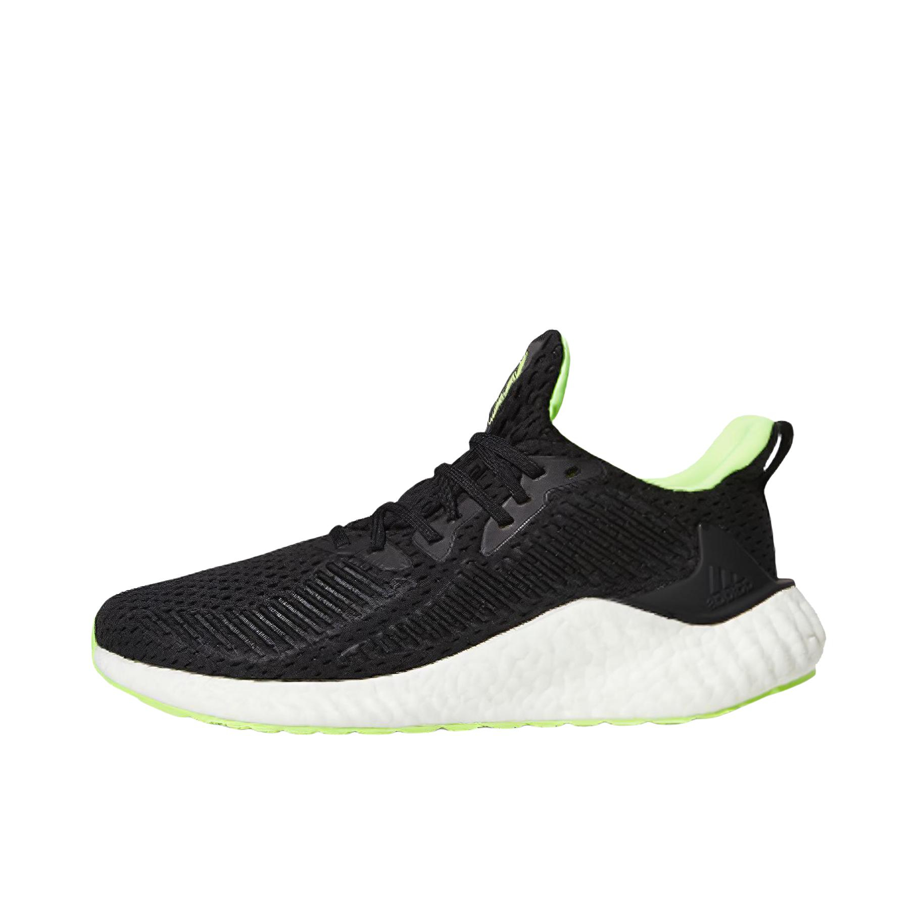 推荐商品：adidas AlphaBoost 跑鞋 减震回弹防滑耐磨网面舒适透气轻运动 黑绿
