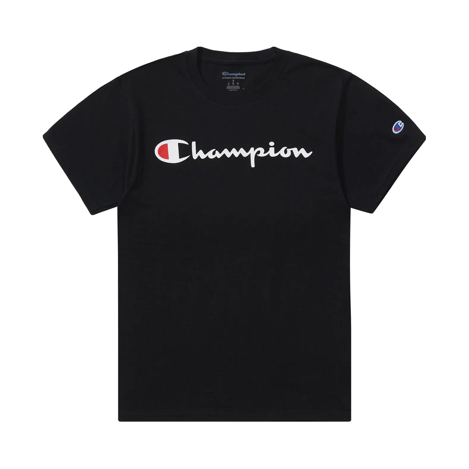 Champion 美式混纺纯棉胶印字母印花刺绣圆领短袖T恤 男女同款