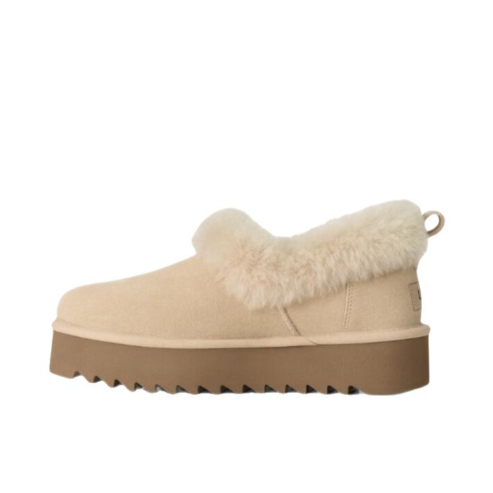 推荐商品：UGG  I-Nita Platform  妮塔  加绒 茸茸毛鞋领 厚底 圆头 百搭时尚  雪地靴 毛毛鞋 加绒/芥菜籽色
