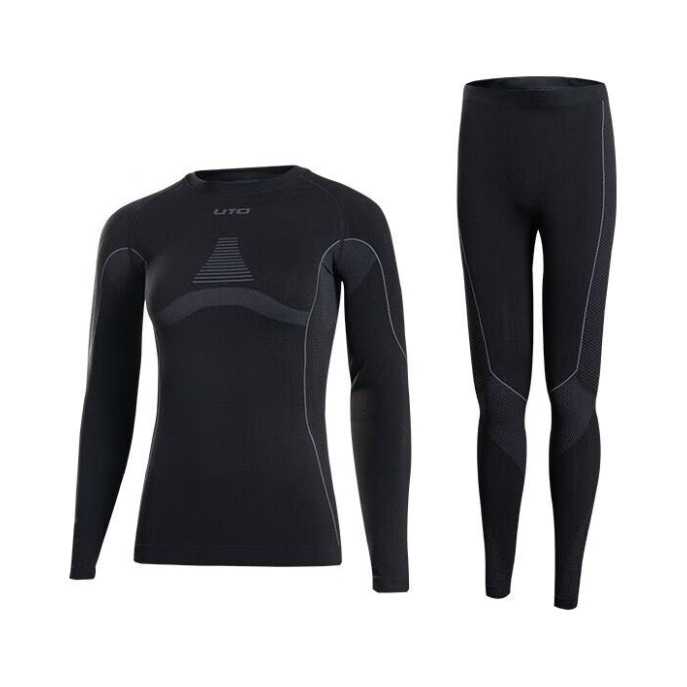 推荐商品：UTO/悠途 助能款竹炭纤维排汗快干碳能加厚套装保暖内衣 973102-973202 女款/黑灰