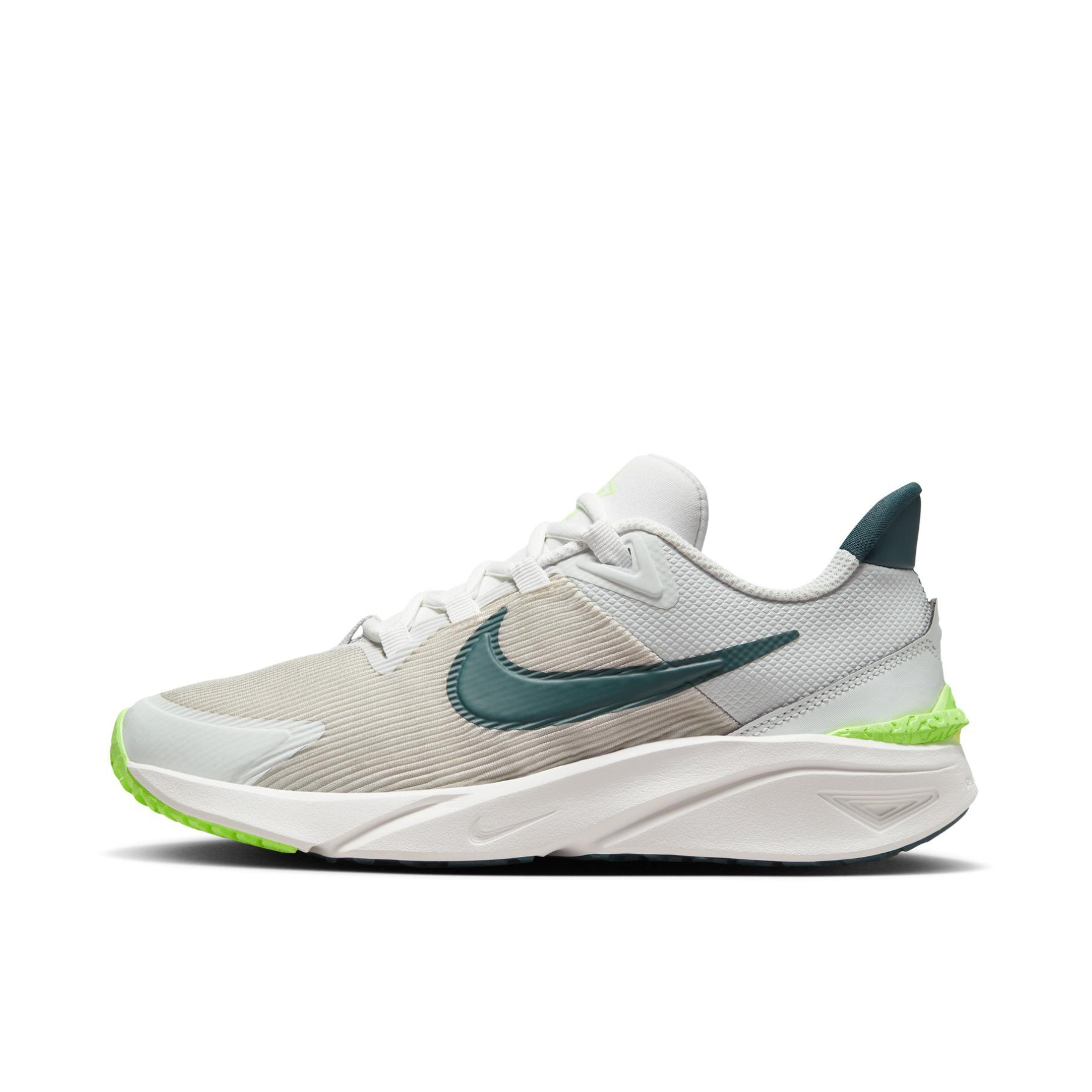 推荐商品：Nike Star Runner 4 跑鞋 防踢减震防滑耐磨舒适透气百搭时尚公路 GS/尘光子色/深丛林绿/山峰白