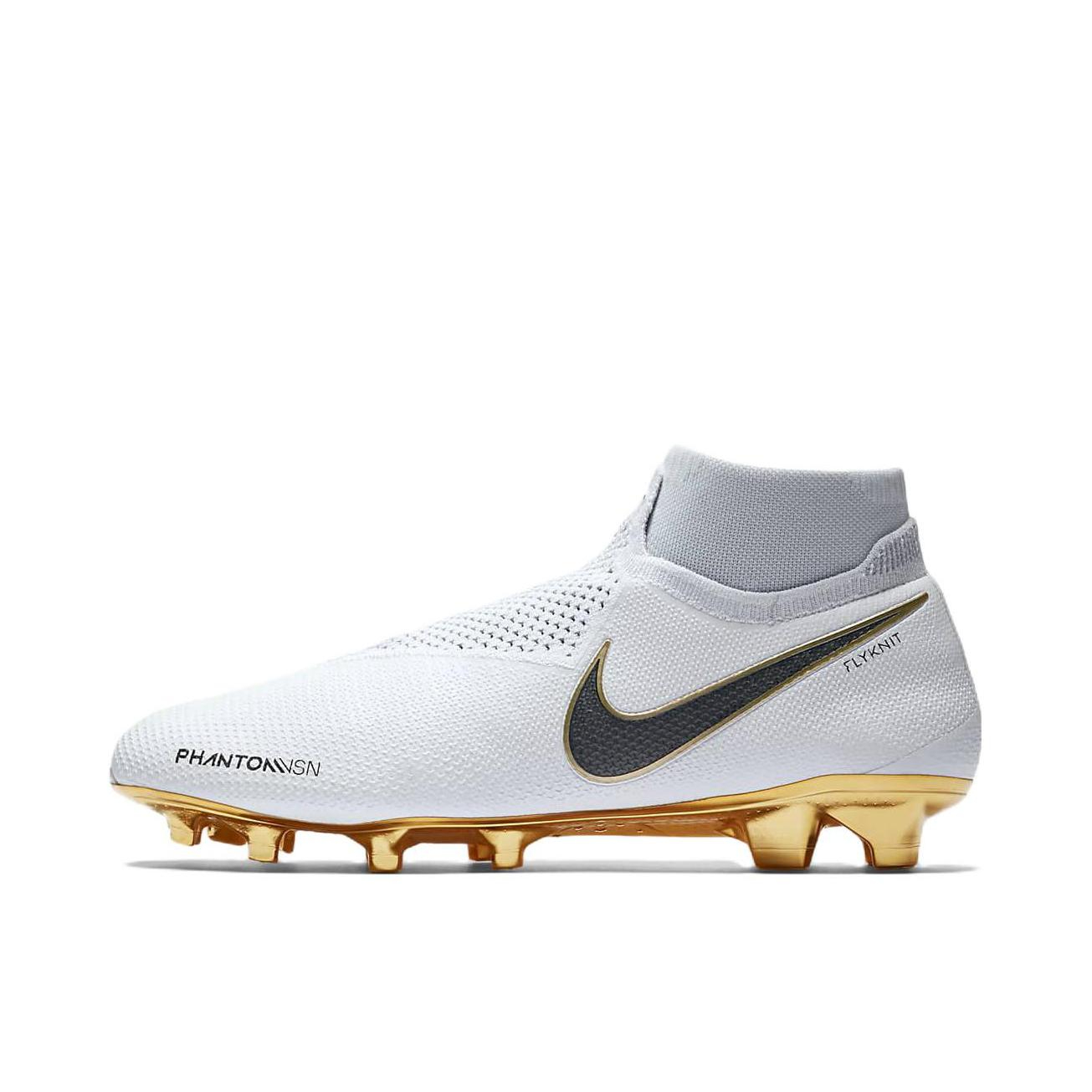 推荐商品：Nike Phantom Vision Elite DF FG 顶级 胶质长钉 天然草地 减震防滑耐磨 足球鞋 White/Black/Gold 白色/金属金/黑