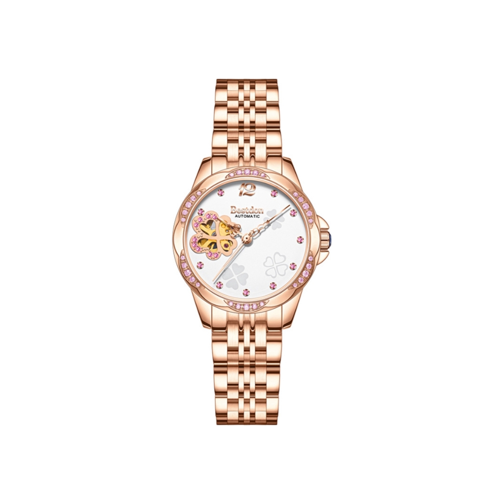 推荐商品：Bestdon/邦顿 34mm精钢表带精致轻奢陶瓷镂空镶钻机械女士手表