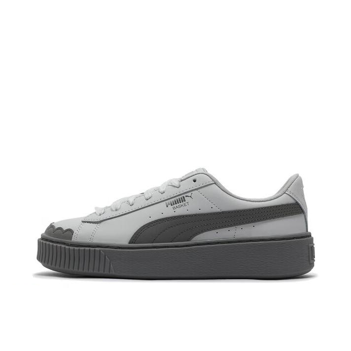 推荐商品：Puma/彪马 Basket Platform 板鞋 休闲复古轻便厚底增高防滑抓地 女款/灰色/浅灰色/银色