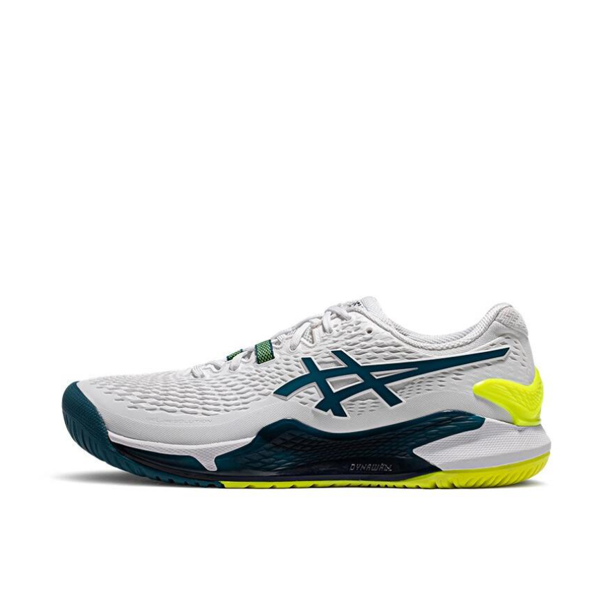 推荐商品：Asics/亚瑟士 Gel-Resolution 9 网面透气 防滑缓冲 稳定型 网球鞋 白色/荧光黄/蓝色