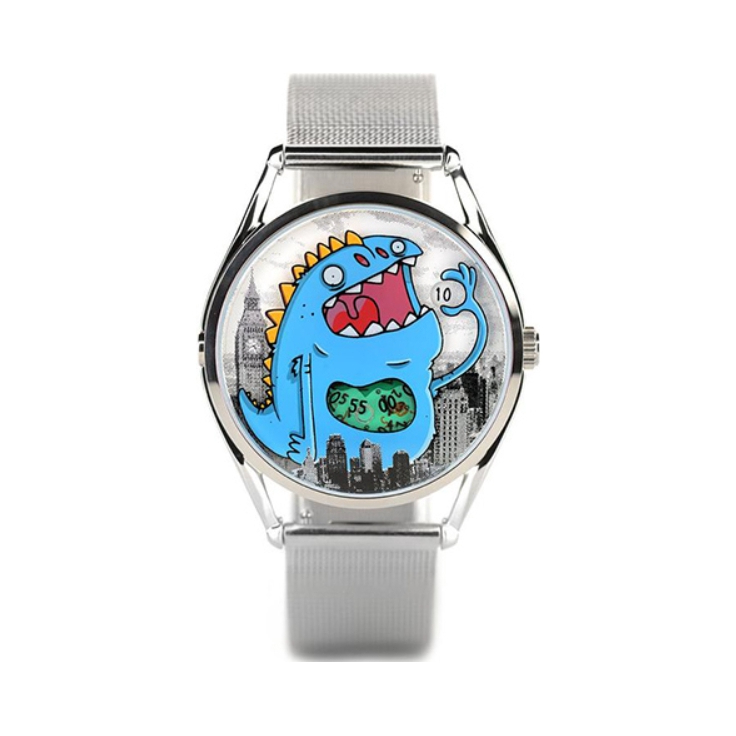 推荐商品：mr jones watches 38mm蓝色表盘不锈钢表带怪兽巨人创意时尚防水自动机械男女同款手表