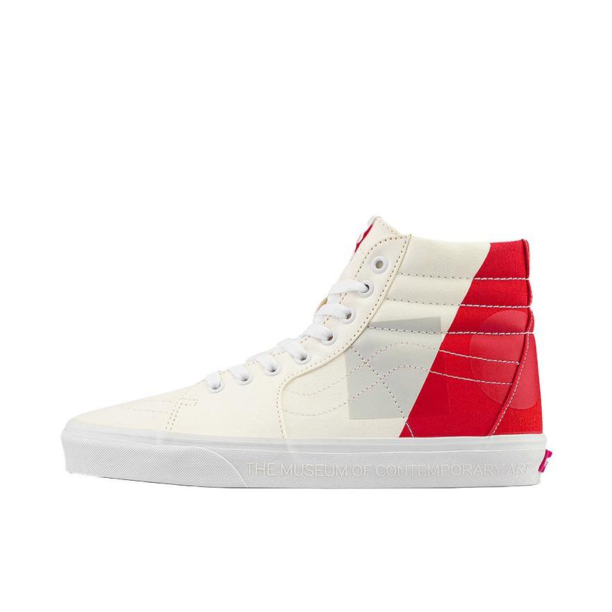 推荐商品：Vans/范斯 SK8-Hi 板鞋 潮流经典拼接复古街头厚底 MOCA联名/白色/红色
