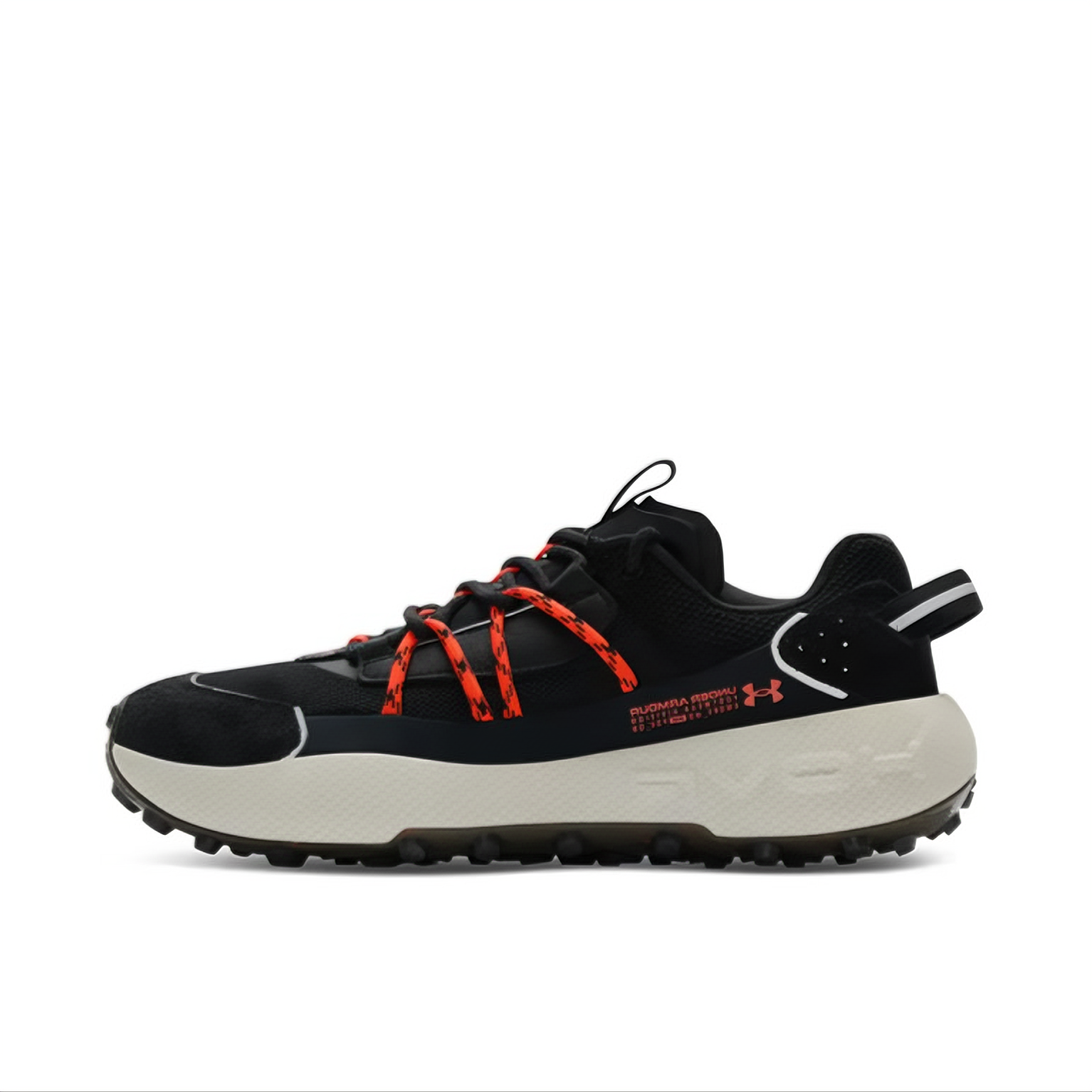 推荐商品：Under Armour/安德玛 Venture Pro 厚胎 耐磨防滑 减震回弹 网布 百搭潮流 织物 翻毛皮 运动休闲鞋 黑色/红色
