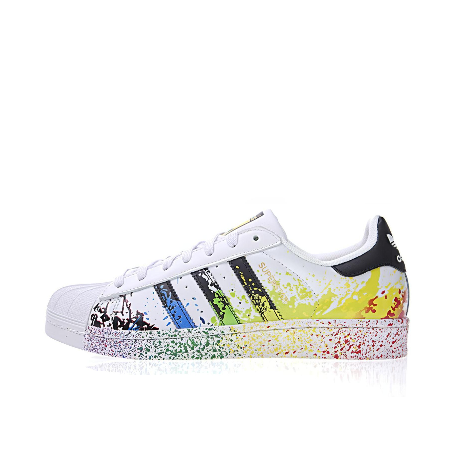 推荐商品：【宋雨琦同款】 adidas Originals Superstar 板鞋 轻便贝壳头薄底舒适百搭耐磨复古 Pride Pack LGBT 彩色泼墨