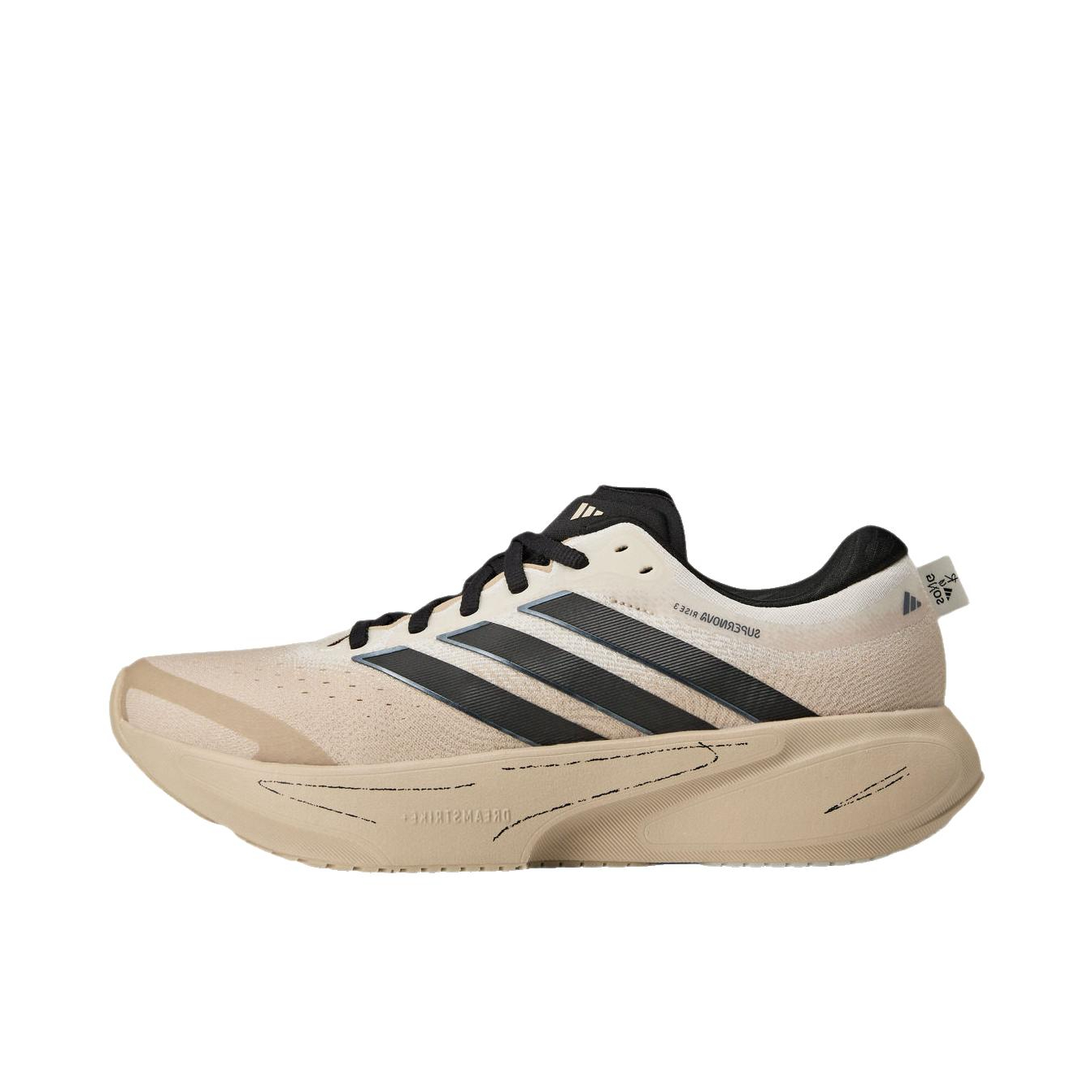 推荐商品：adidas SUPERNOVA RISE 3 跑鞋 百搭时尚舒适回弹防滑贴合支撑体测稳定慢跑 SFTM联名/汉玉白/黑色/青灰色