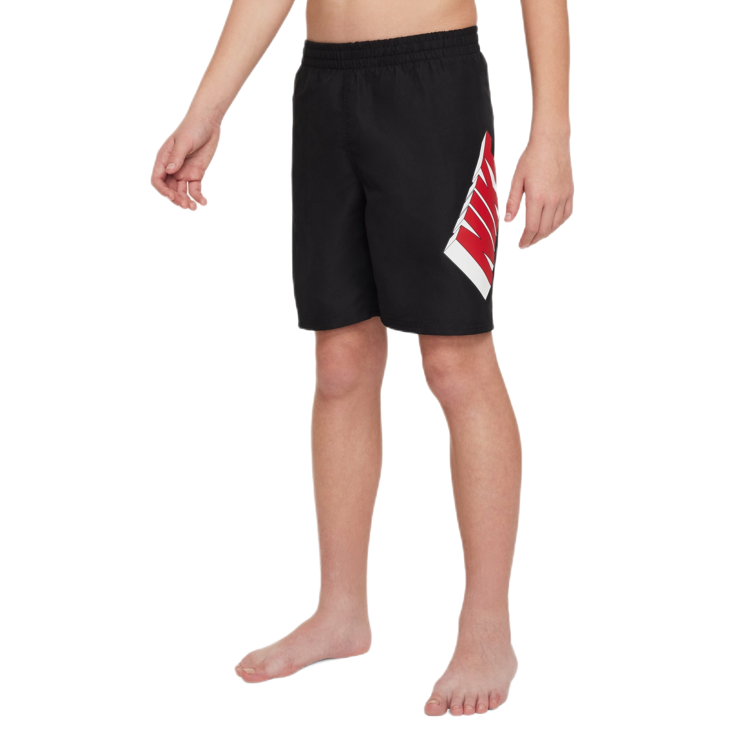 推荐商品：Nike/耐克 童装 印花松紧腰拼接泳裤 男大童 FZ6499 黑