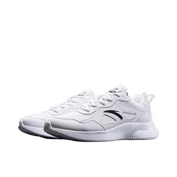 推荐商品：安踏 跑鞋 网面透气耐磨缓震回弹舒适轻便防泼水轻质软底防水慢跑软弹加厚 91935520 皮面/白色/黑色