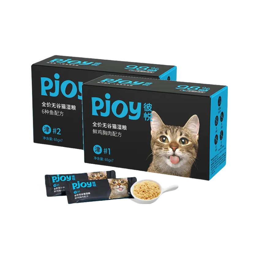 推荐商品：Pjoy/彼悦 蒸煮津系列 补水配方鲜鸡肉主食 猫咪罐头