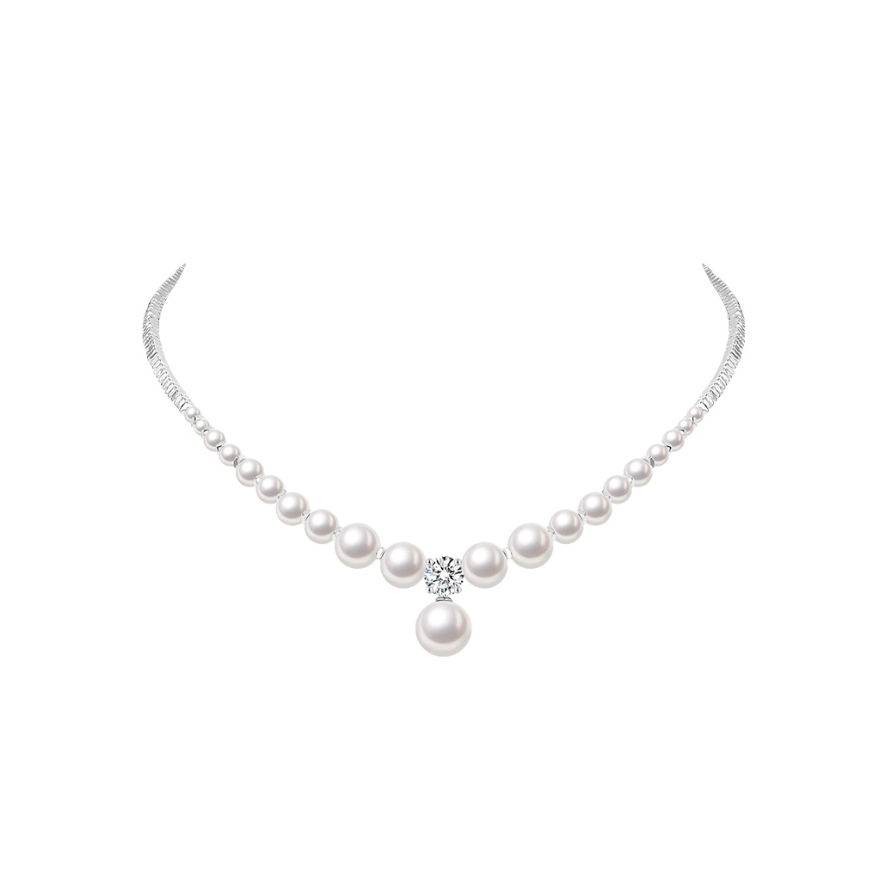 推荐商品：ZENGLIU/ZEGL 贵气巴洛克法式碎银几两人造大珍珠贝珠项链 DS47095