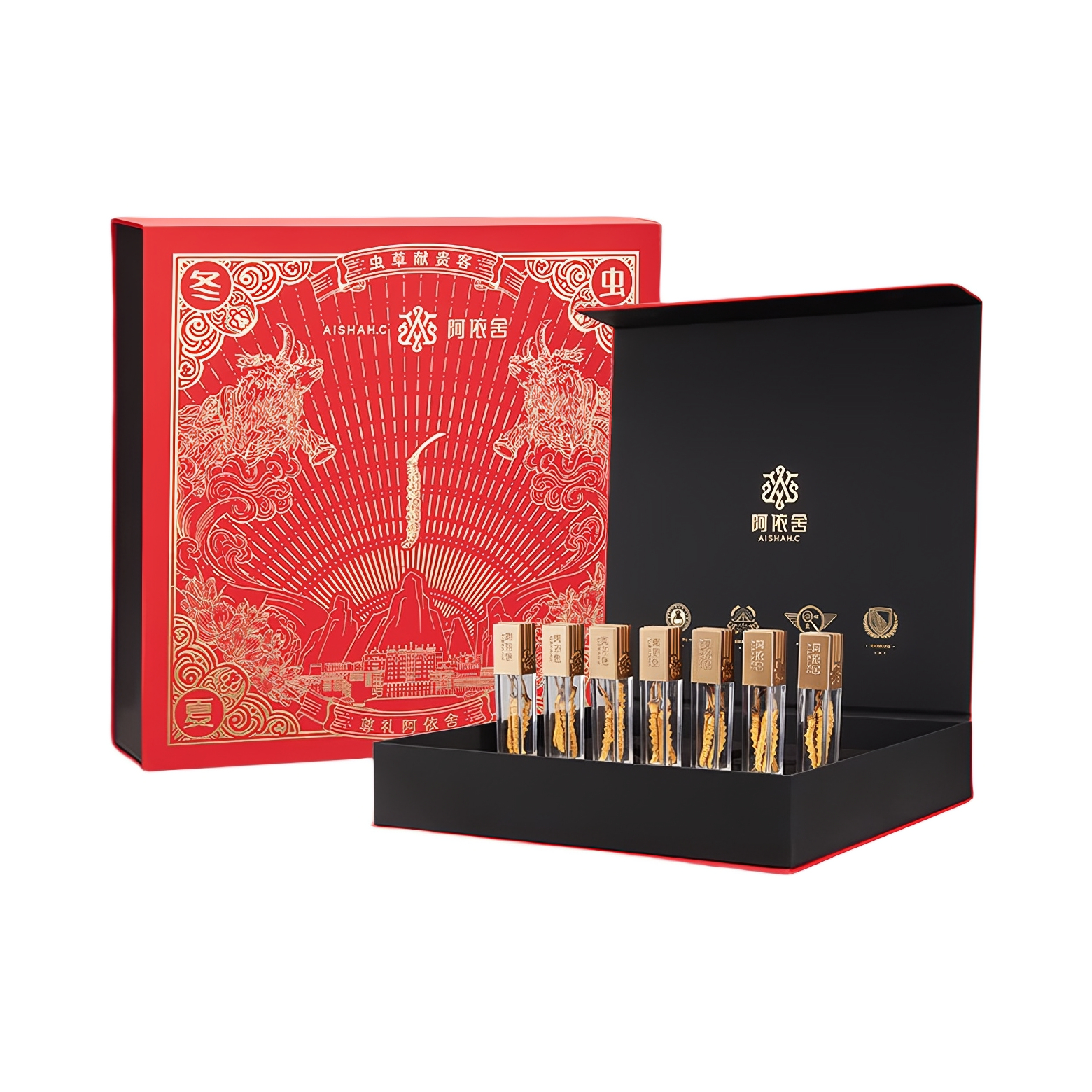 推荐商品：阿依舍 逸韵 冬虫夏草 中国红逸韵礼盒 纹理清晰虫体饱满送礼佳选