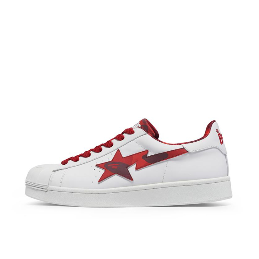推荐商品：Bape Skull Sta 板鞋 圆头系带时尚简约复古休闲防滑耐磨低帮 刺绣/白色/红色