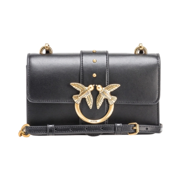 推荐商品：PINKO 飞鸟标志翻盖链式皮革小牛皮铆钉单肩燕子包斜挎包