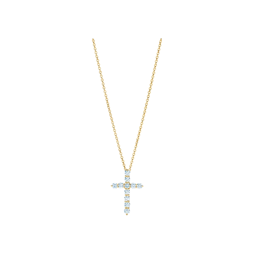 Tiffany&Co./蒂芙尼 18K玫瑰金镶嵌钻石十字吊坠项链