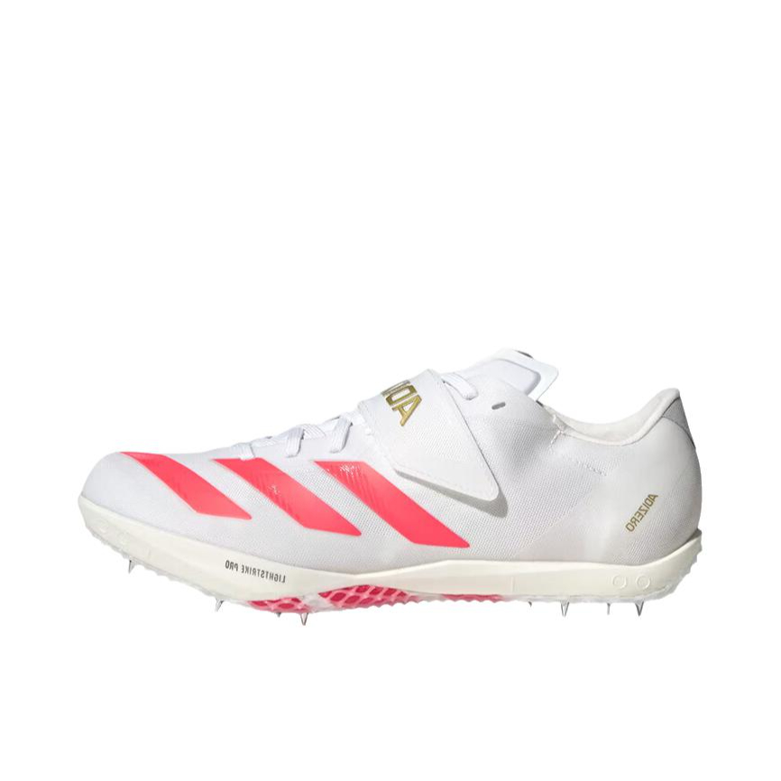 推荐商品：adidas adiZero HJ 跑鞋 碳板防滑耐磨减震田径竞速训练 白色/粉色