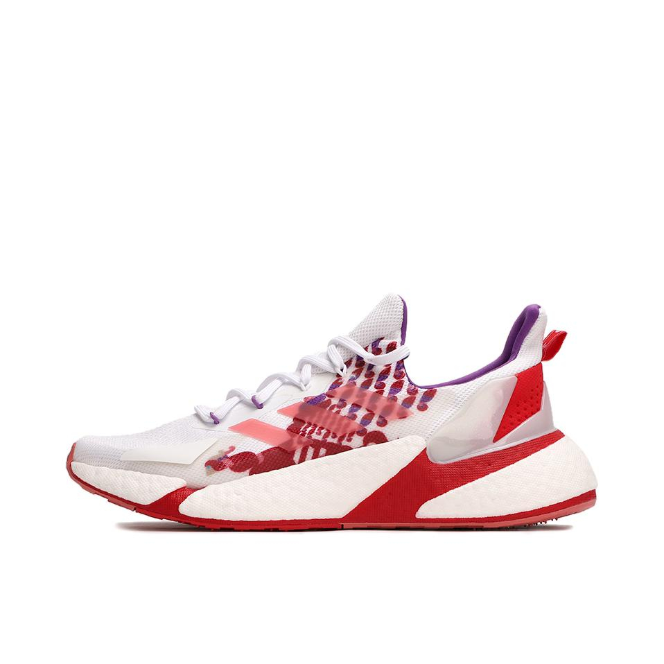 推荐商品：adidas X9000L4 跑鞋 缓震防滑耐磨透气网面合成革织物轻运动短跑圆头回弹 白色/紫色/莓红