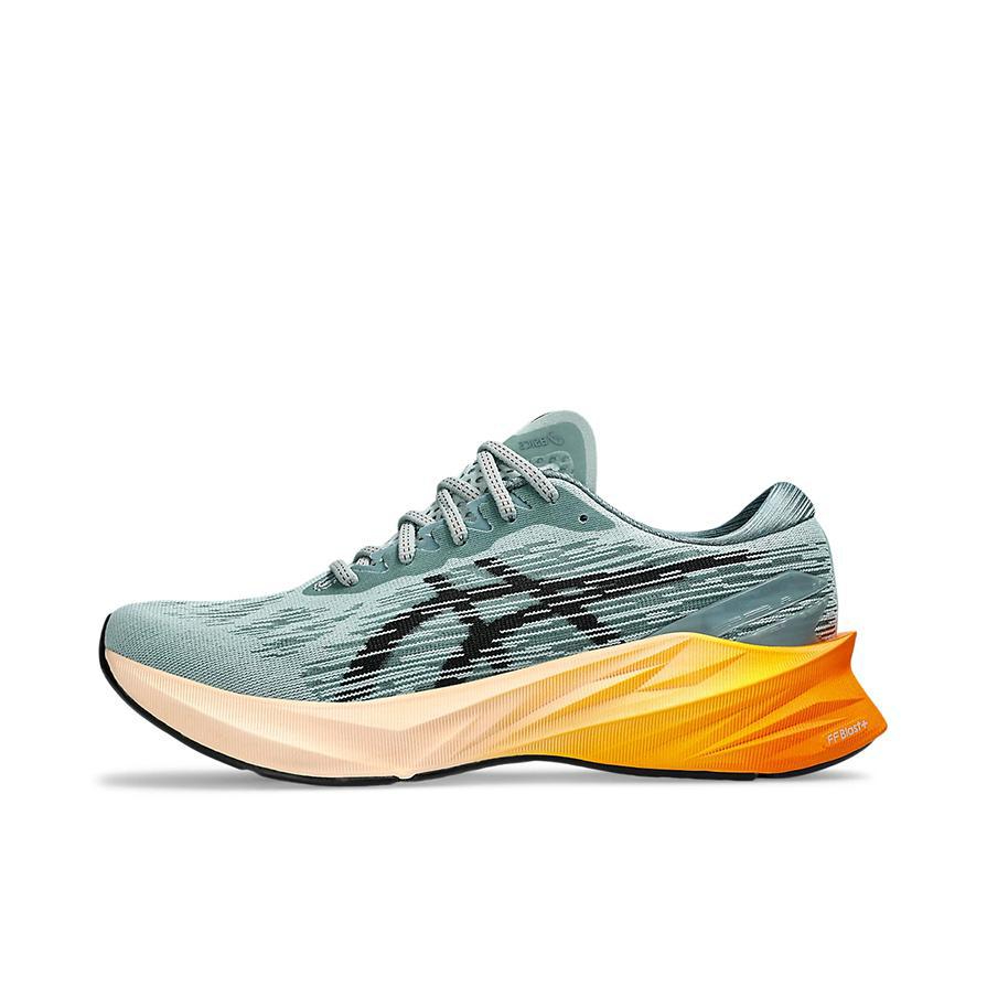 推荐商品：Asics/亚瑟士 Novablast 3 跑鞋 回弹缓震防滑支撑马拉松合成革织物网布透气碳板圆头 灰色/黑色