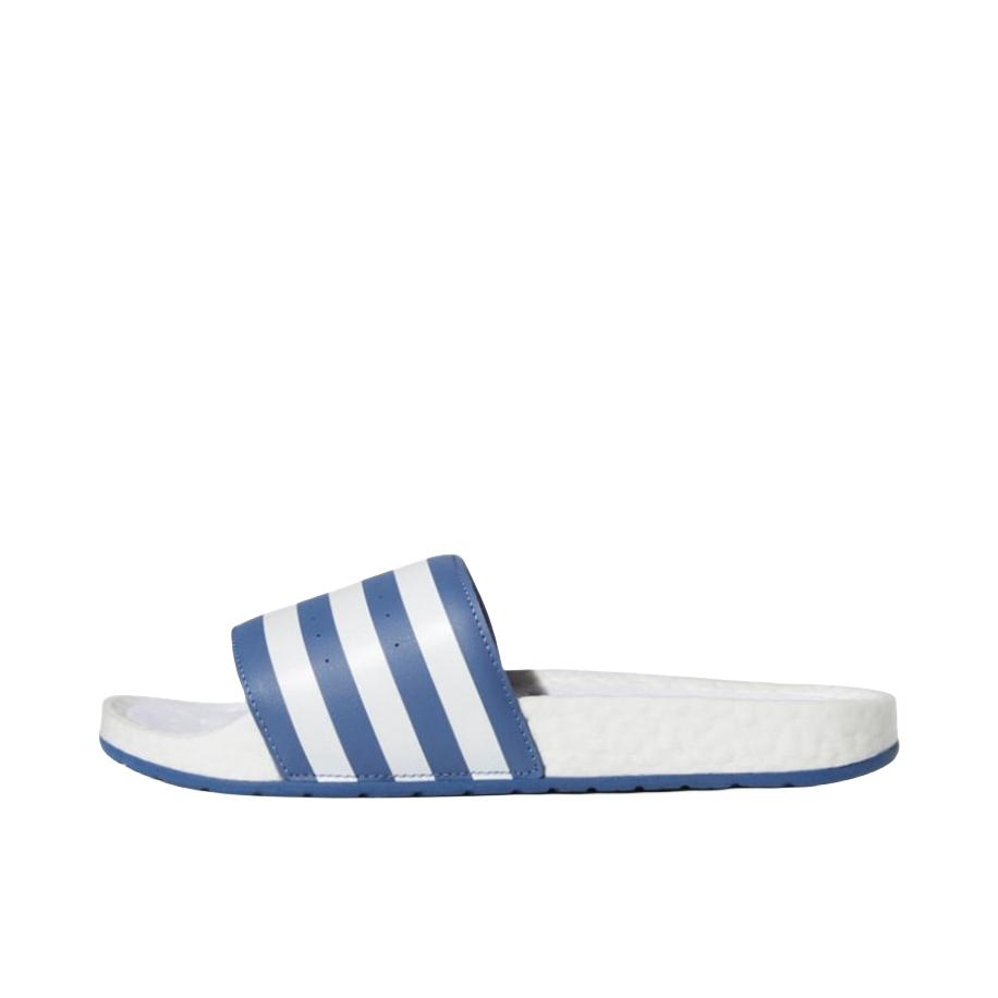 推荐商品：adidas Adilette Boost 时尚休闲 舒适轻便 防滑耐磨 一字 运动 拖鞋 白色/蓝色