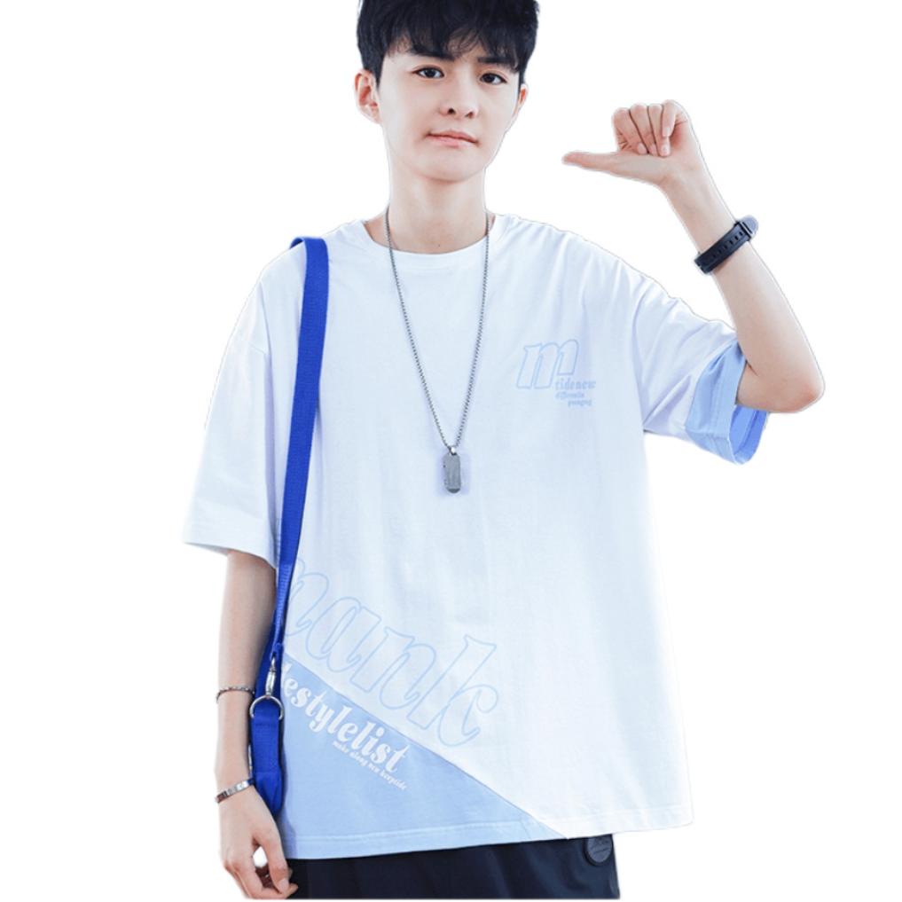 推荐商品：ANISAN/阿尼三童装  几何图案棉感圆领短袖T恤 男大童 ANS982420 白