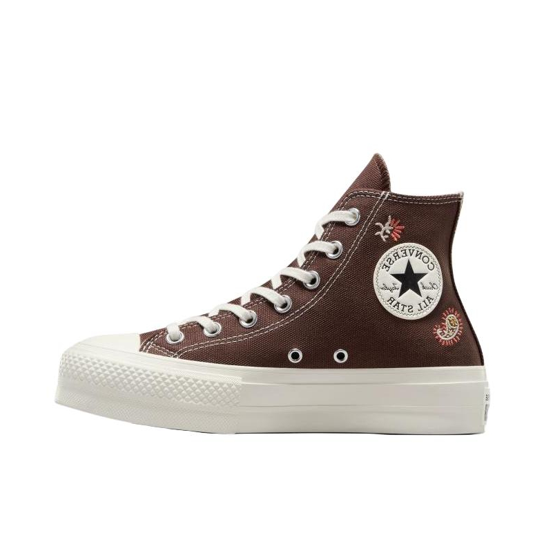 推荐商品：Converse/匡威 Chuck Taylor All Star Lift 帆布鞋 简约复古经典防滑耐磨舒适厚底圆头甜酷贴合松糕底流光风 棕色/刺绣