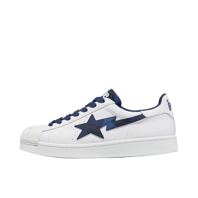 推荐商品：Bape Skull Sta 板鞋 圆头系带时尚简约复古休闲防滑耐磨低帮 白色/蓝色