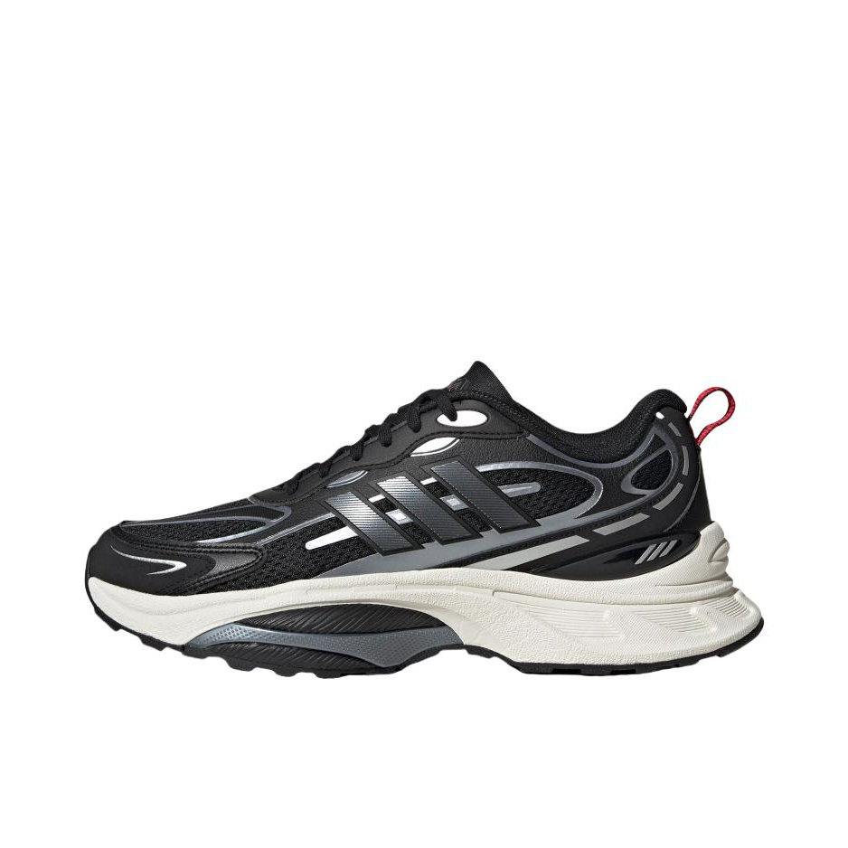 推荐商品：adidas MTS PRO 跑鞋 网面透气舒适缓震防滑耐磨轻便回弹织物防泼轻运动 黑色/纯宝石红/汉玉白