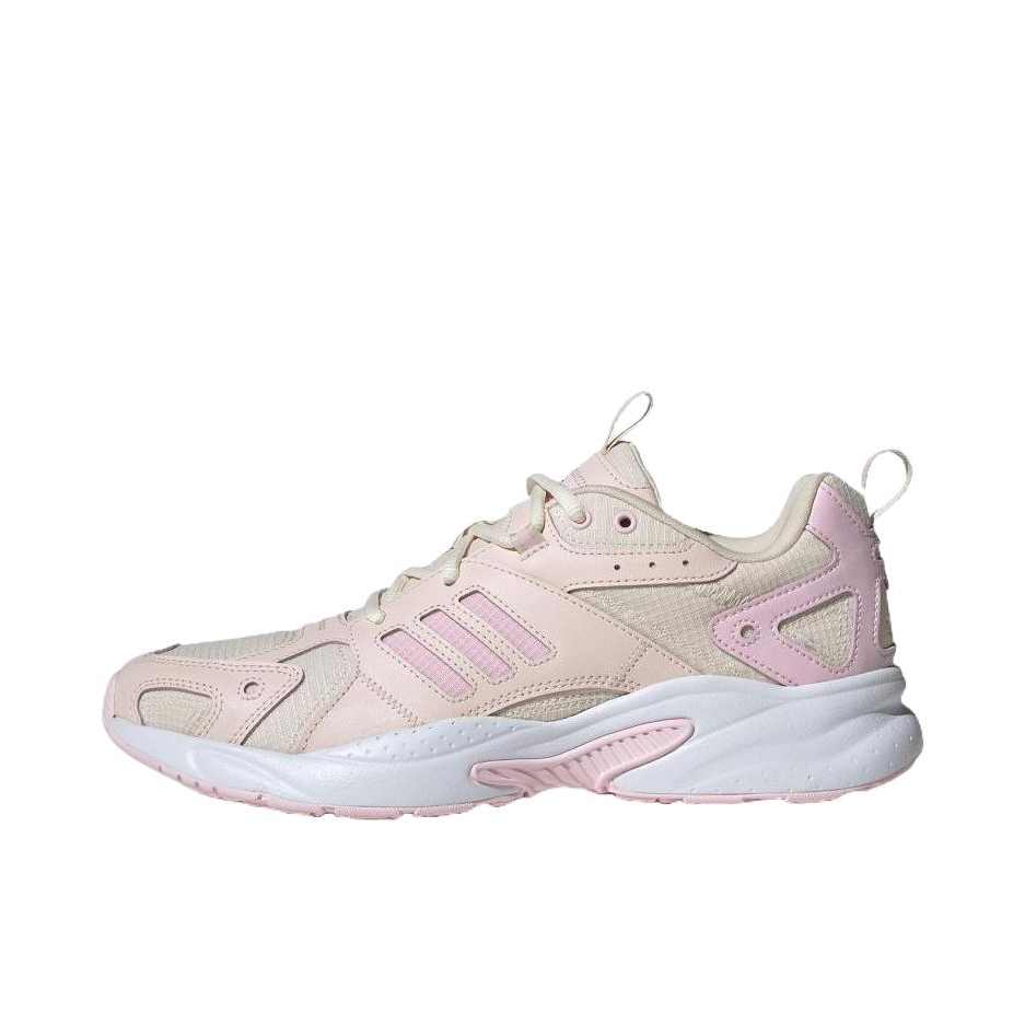 推荐商品：adidas Jz Runner 运动休闲鞋 防滑耐磨潮流复古减震回弹舒适网面透气轻运动 白色/清澈粉/米色