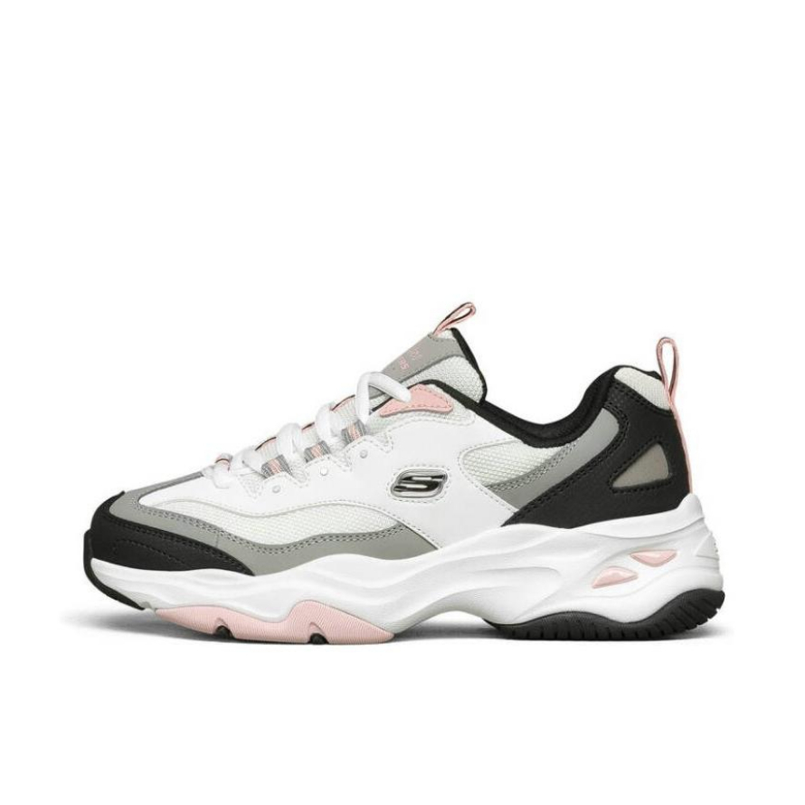 推荐商品：【赵露思同款】 Skechers/斯凯奇 D'Lites 4.0 老爹鞋 熊猫鞋 跑鞋 减震耐磨网面透气复古时尚增高厚底绑带运动休闲 白色/黑色/粉红