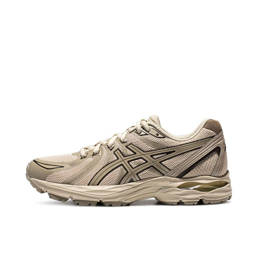 推荐商品：Asics/亚瑟士 Gel-Flux CN 跑鞋 网眼透气舒适回弹防滑耐磨缓震时尚百搭合成革织物长跑 女款/卡其色