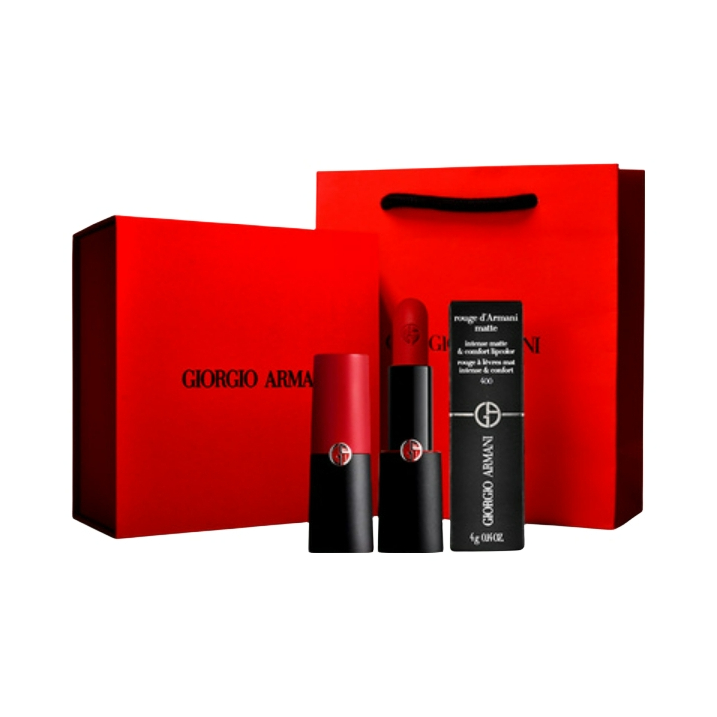 ARMANI/阿玛尼 黑管权力口红唇膏礼盒 全新权利400+礼盒+包装袋