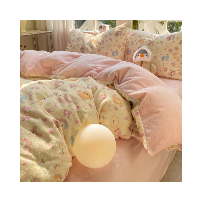 推荐商品：绚朵香 小清新系列 A类 牛奶绒 四件套