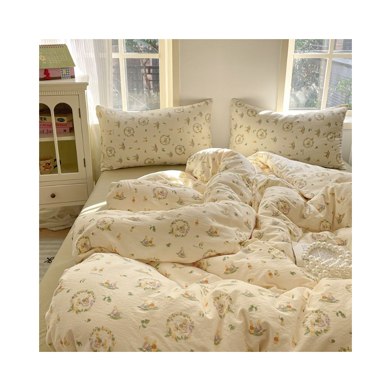 推荐商品：香奶奈 小清新系列 云朵双层纱针织棉四件套学生宿舍被单枕套被套
