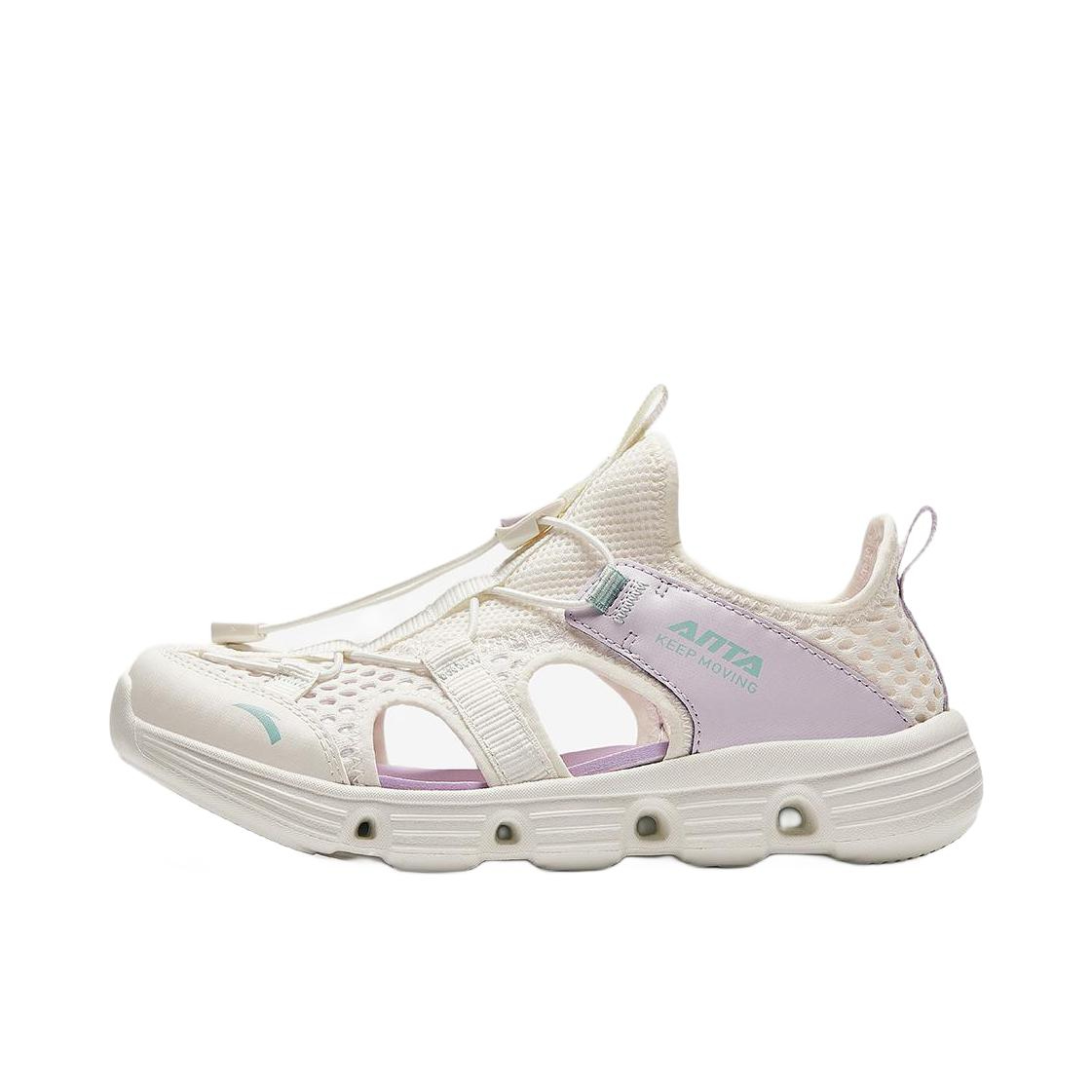 推荐商品：安踏 耐磨防撞 网面透气 减震软底 包头涉水 休闲户外 体育课 一脚蹬 洞洞鞋 运动鞋儿童 A312426906 大童/象牙白/迷雾紫