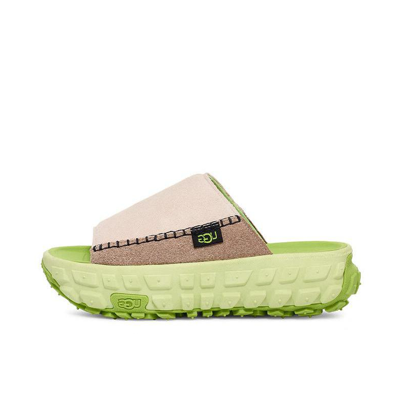 推荐商品：UGG Venture Daze 露趾套脚 舒适休闲 一字拖鞋 褐色/绿色