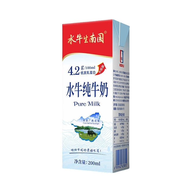推荐商品：水牛生南国 全脂水牛纯牛奶 盒装