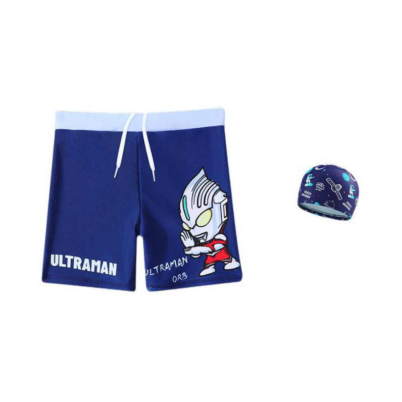 推荐商品：佑游童装 速干印花透气泳裤 男中大童 230229 藏蓝+泳帽/2件装