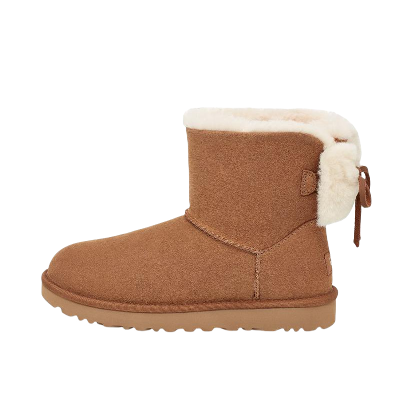 推荐商品：UGG  Mini Bailey Bow 迷你贝莉  牛反绒 双蝴蝶结 平底 短中筒  雪地靴 女款/栗色