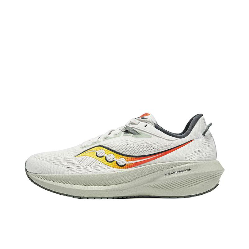 推荐商品：Saucony/索康尼 胜利21 Triumph 轻量缓震 回弹 跑鞋 宽楦/灰色/黄色