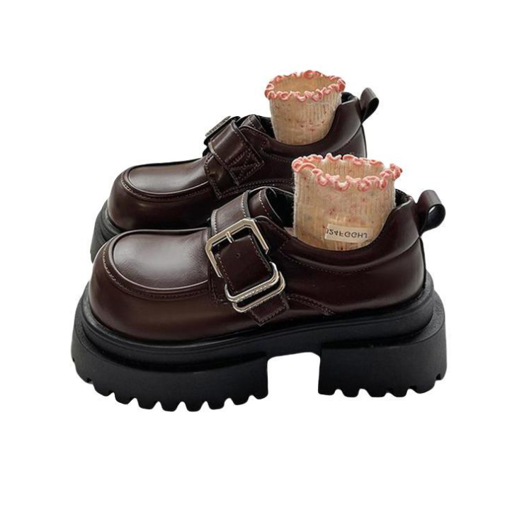 推荐商品：LIANGHUO/量货 PU 通勤 圆头 搭扣 单鞋 LH-A216_20241213145430 棕色