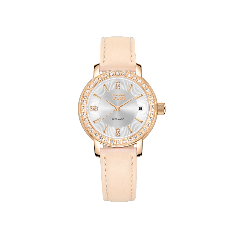 推荐商品：NATURALLYJOJO 娴雅伊人系列 真皮表带轻奢自动机械女士手表