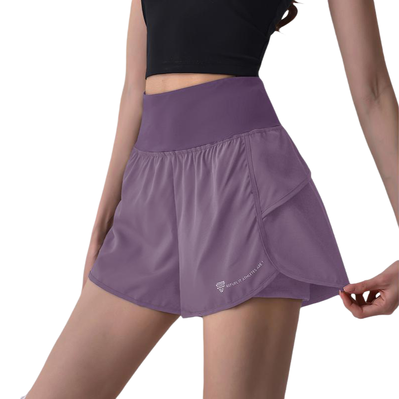 推荐商品：Daddect/达兹 速干防走光假两件三分裤运动短裤 女装 BL-SD159 灰咖紫